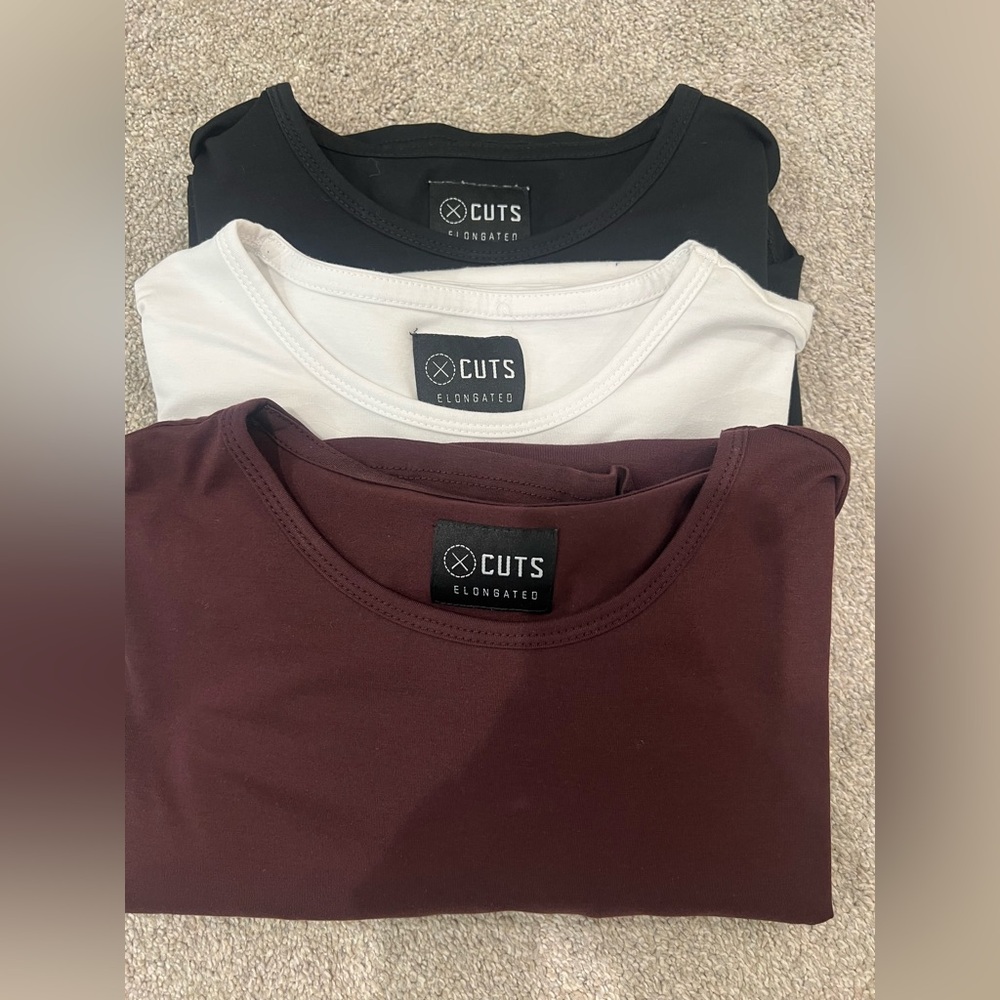 Cuts short sleeve elongated shirt bundle